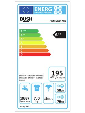 Bush WMNB712EB energy rating washing machine